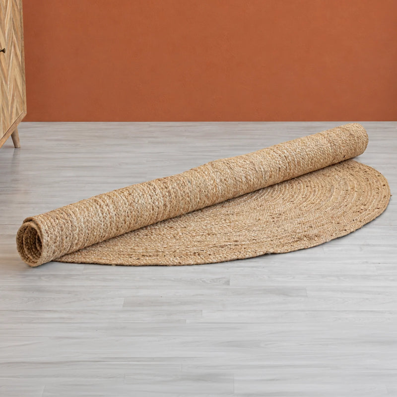 Solid Braided Jute Area Rug - Oval-5