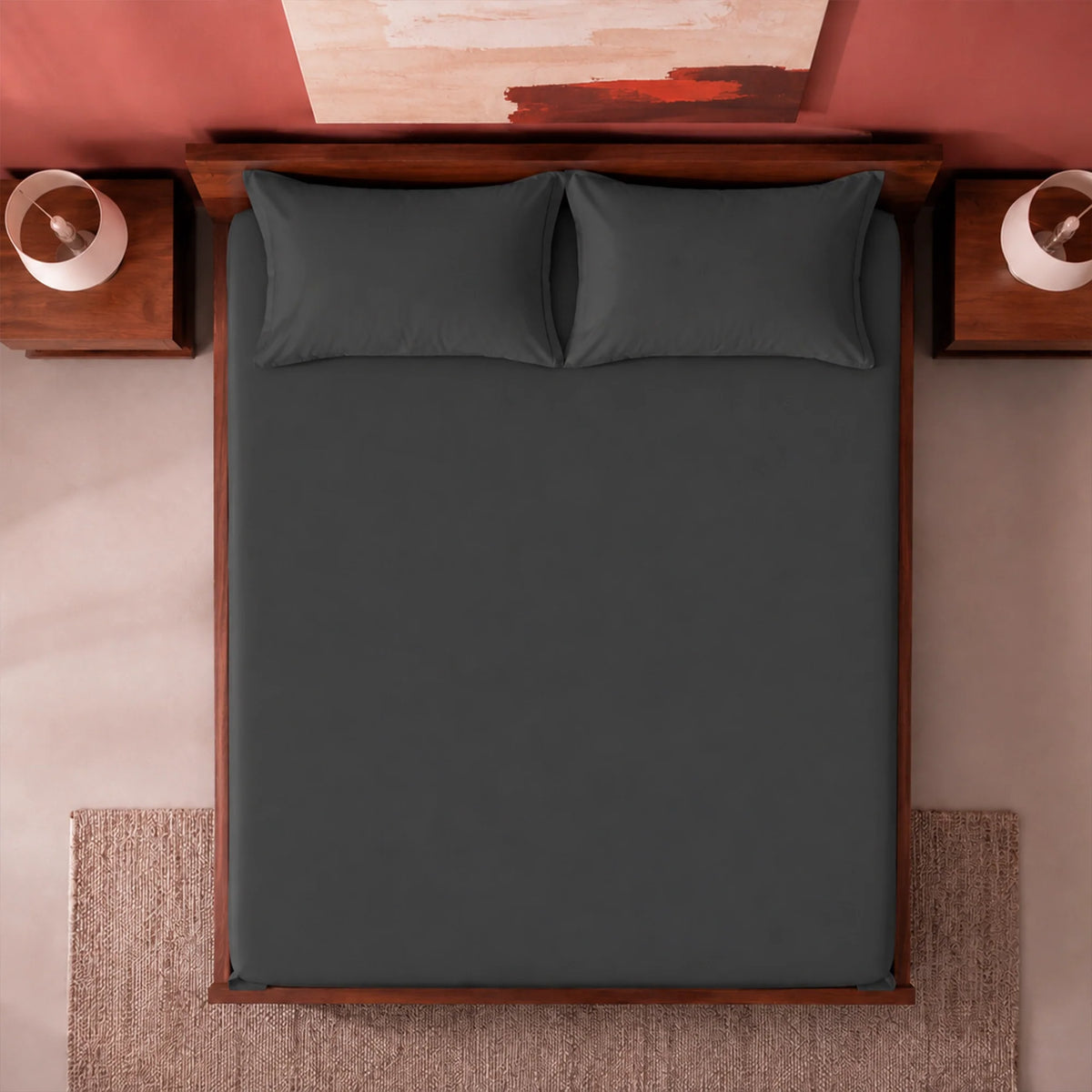Fort Sublime - Solid Fitted Bedsheet (Dark Grey)-5