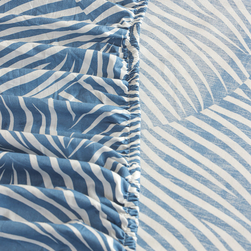 Blue Feather - Fitted Sheet (White & Blue)-5