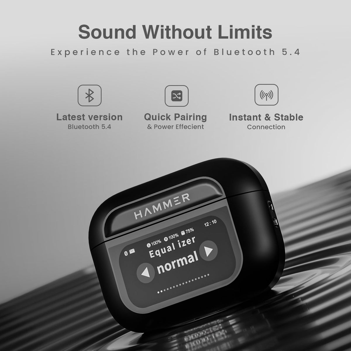 Hammer Screen TWS Bluetooth Earbuds with 32 db ANC + ENC and On Case Display-11