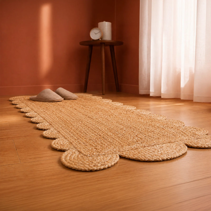 Natural Scalloped Jute Area Rug - Rectangular-44