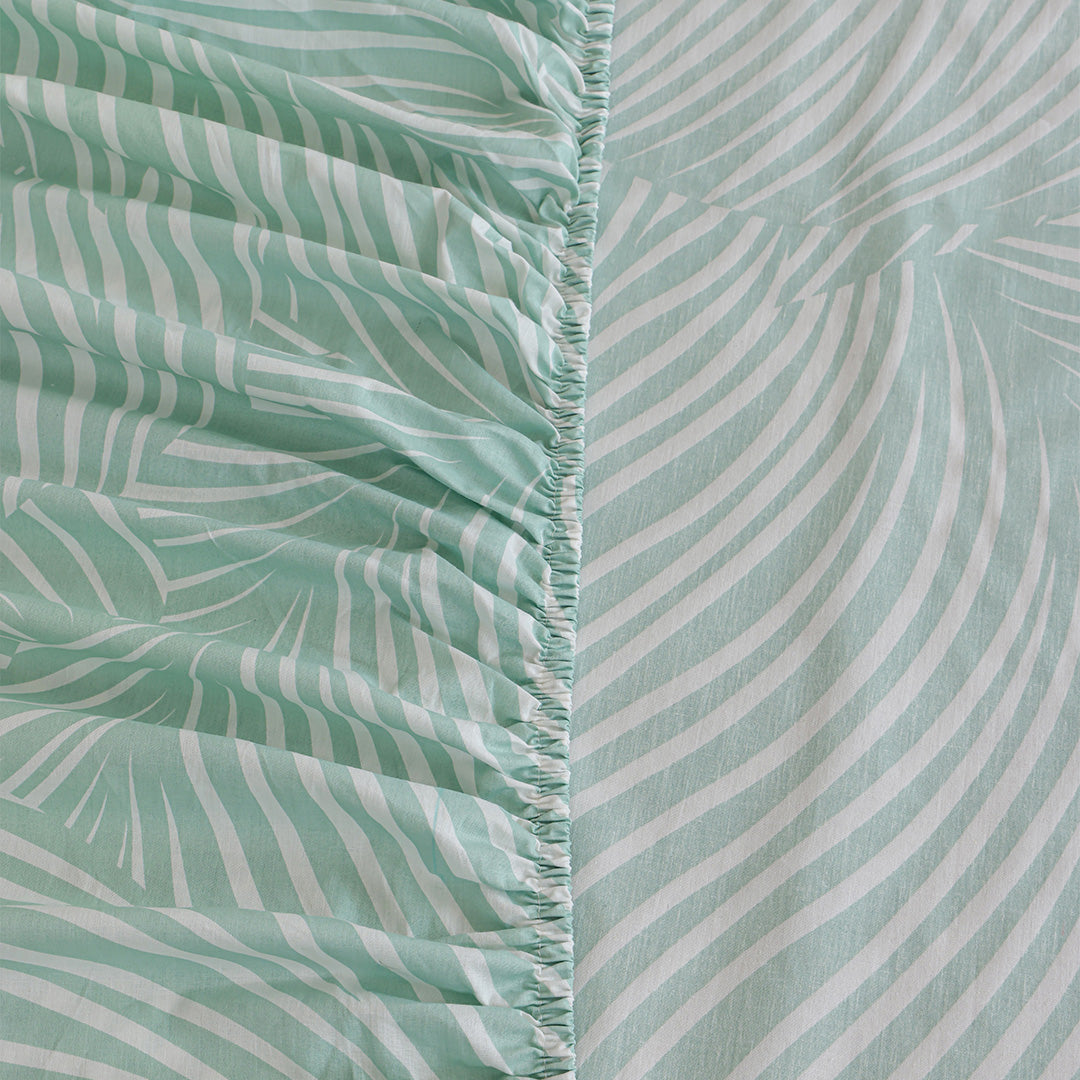 Mint Green Feather - Fitted Sheet (Mint Green & White)-5