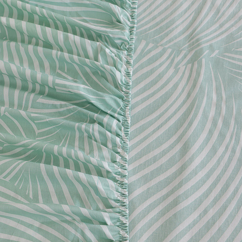 Mint Green Feather - Fitted Sheet (Mint Green & White)-5
