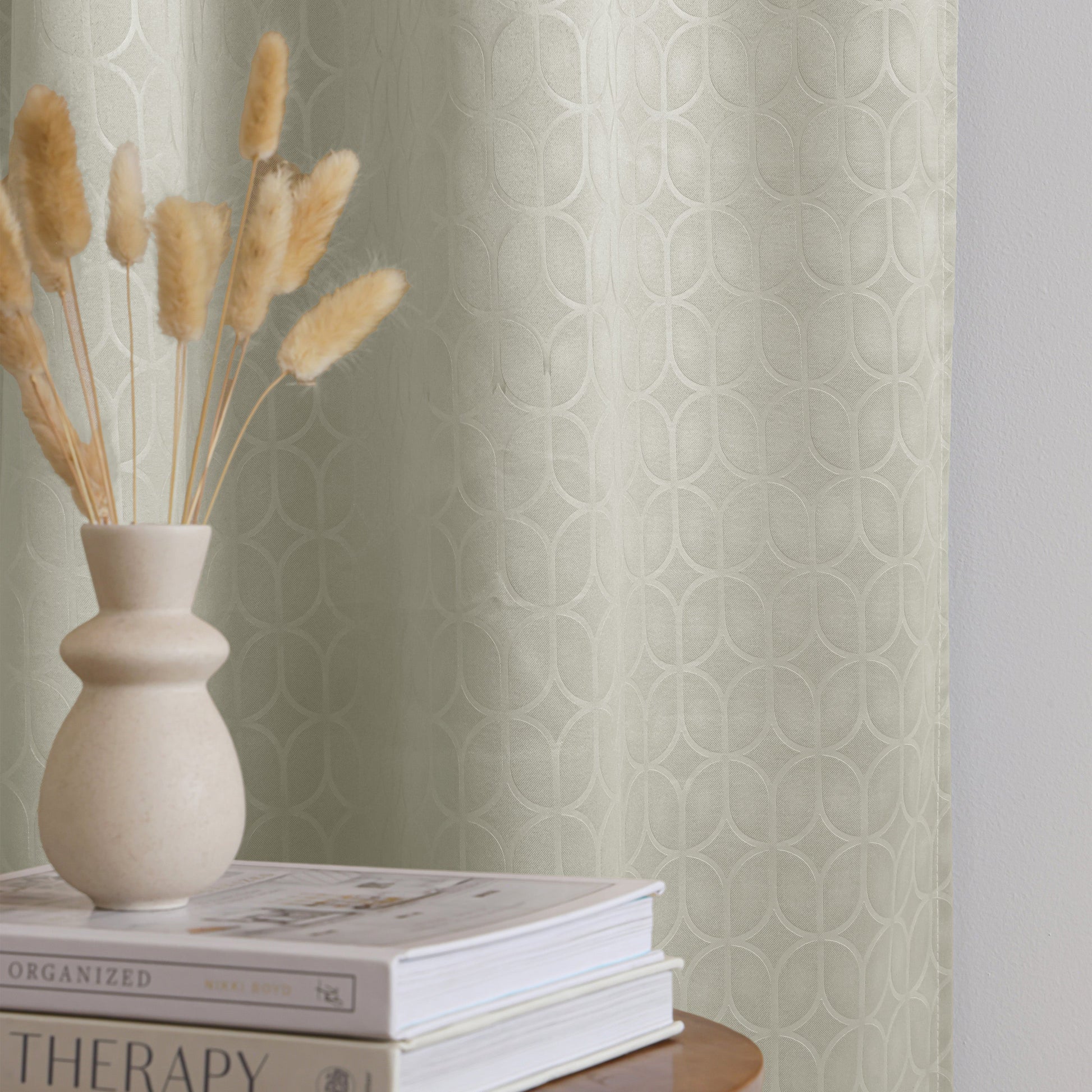 Off White Rod Pocket Solid Curtain-5