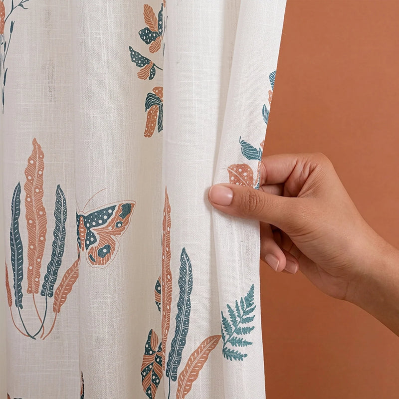 White Lunaria Garden Eyelet Printed Sheer Curtain-4