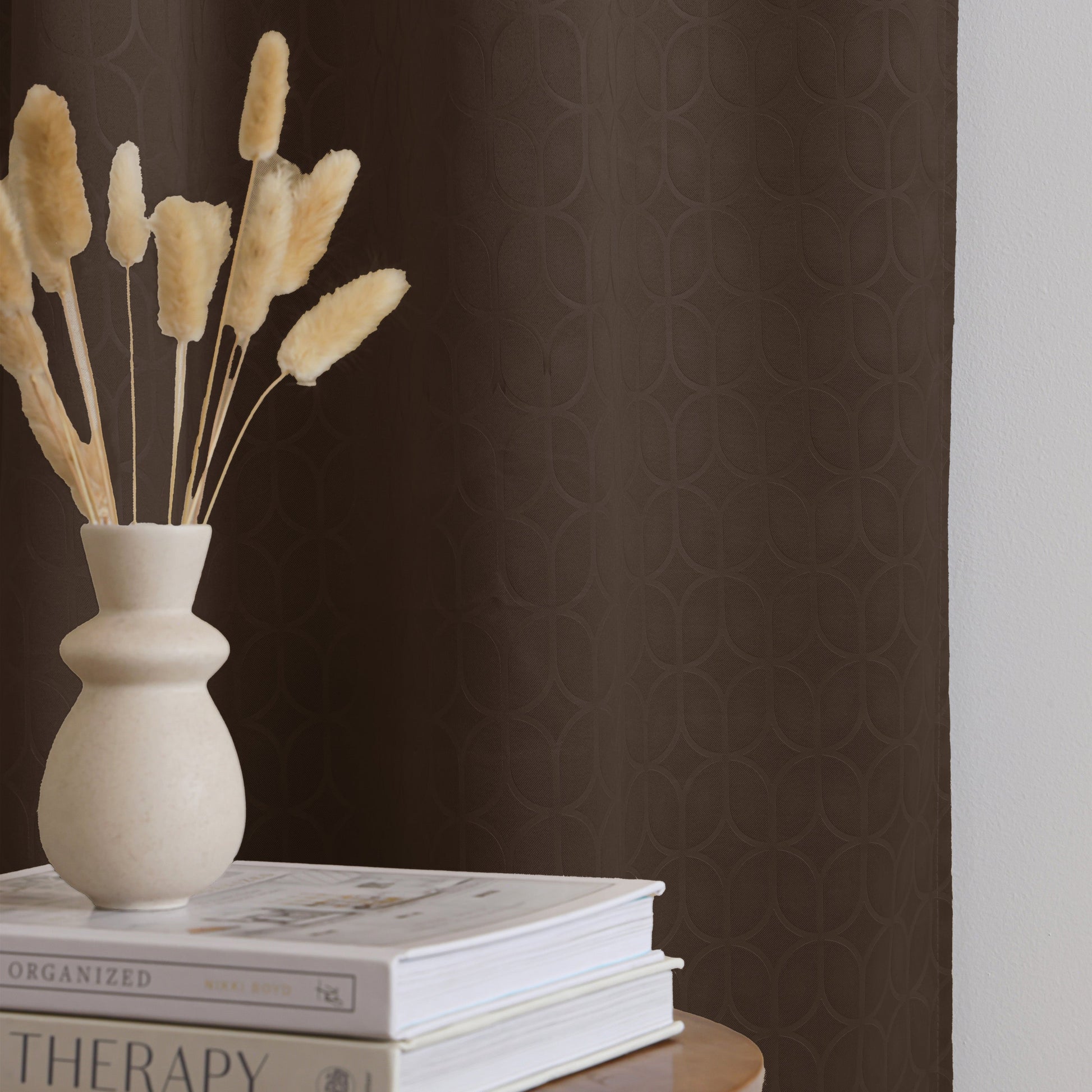 Brown Rod Pocket Solid Curtain-5