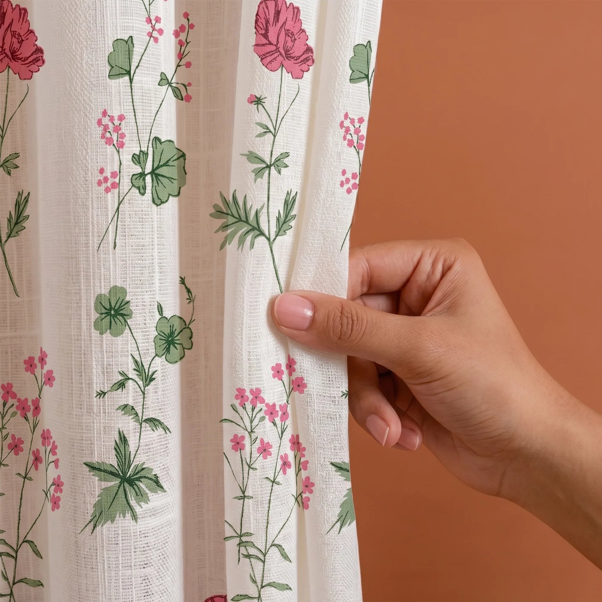 Imprimer Rosachic - Floral Printed Sheer Eyelet Curtain-4