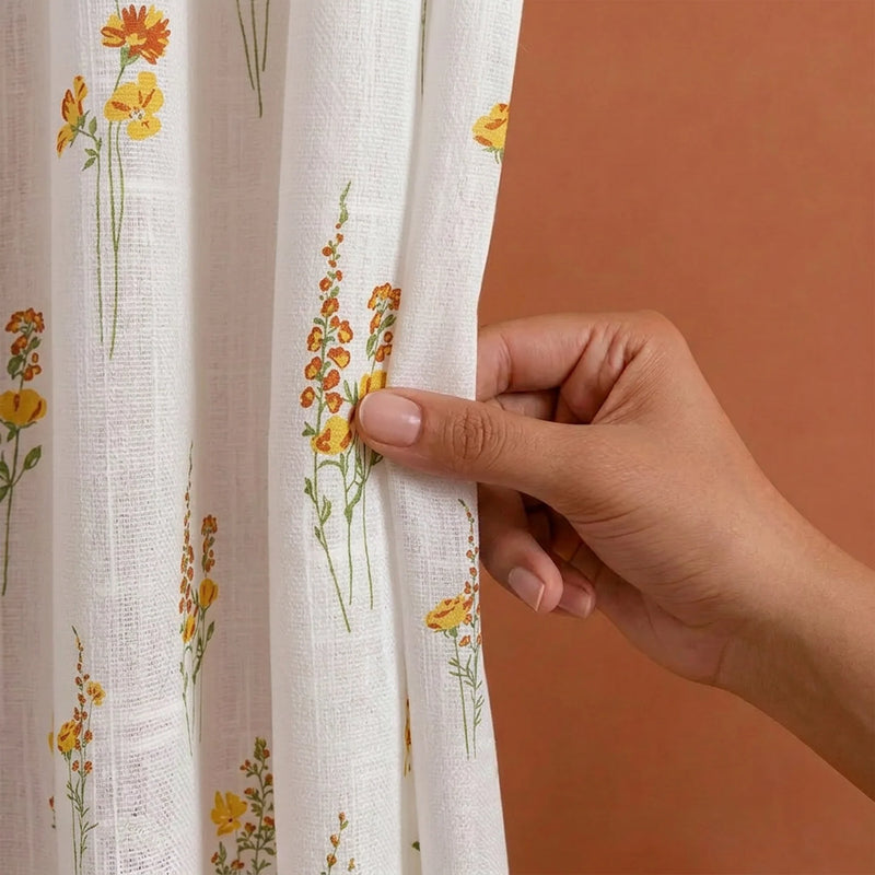 Opulent Bloom Printed Rod Pocket Sheer Curtain-4