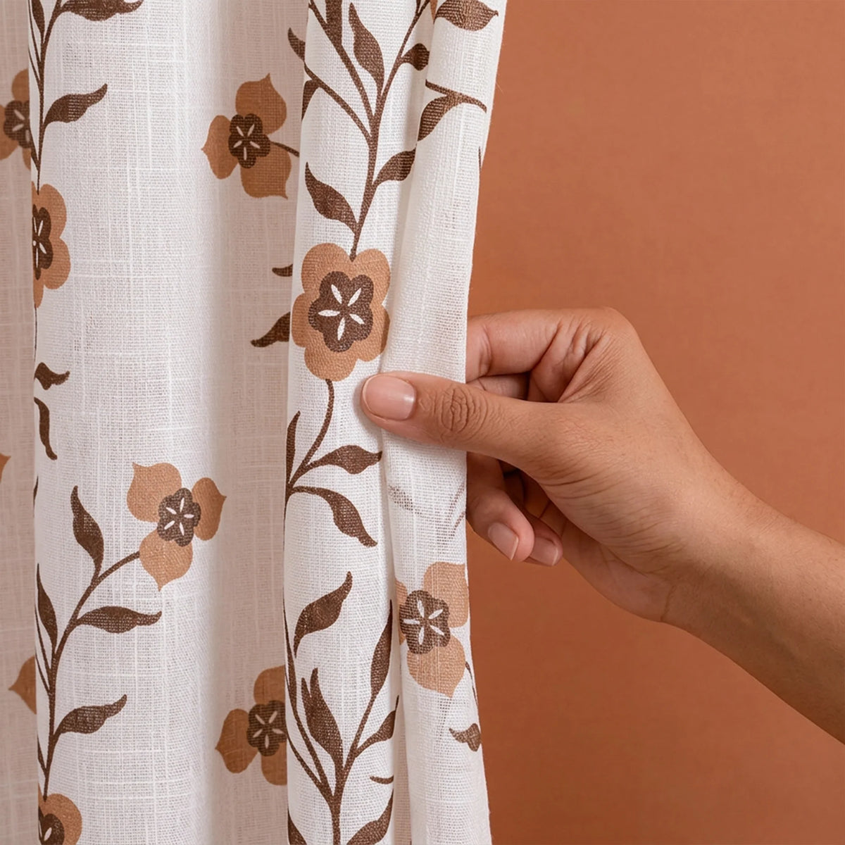White Floral Velora Wines Rod Pocket Printed Sheer Curtain