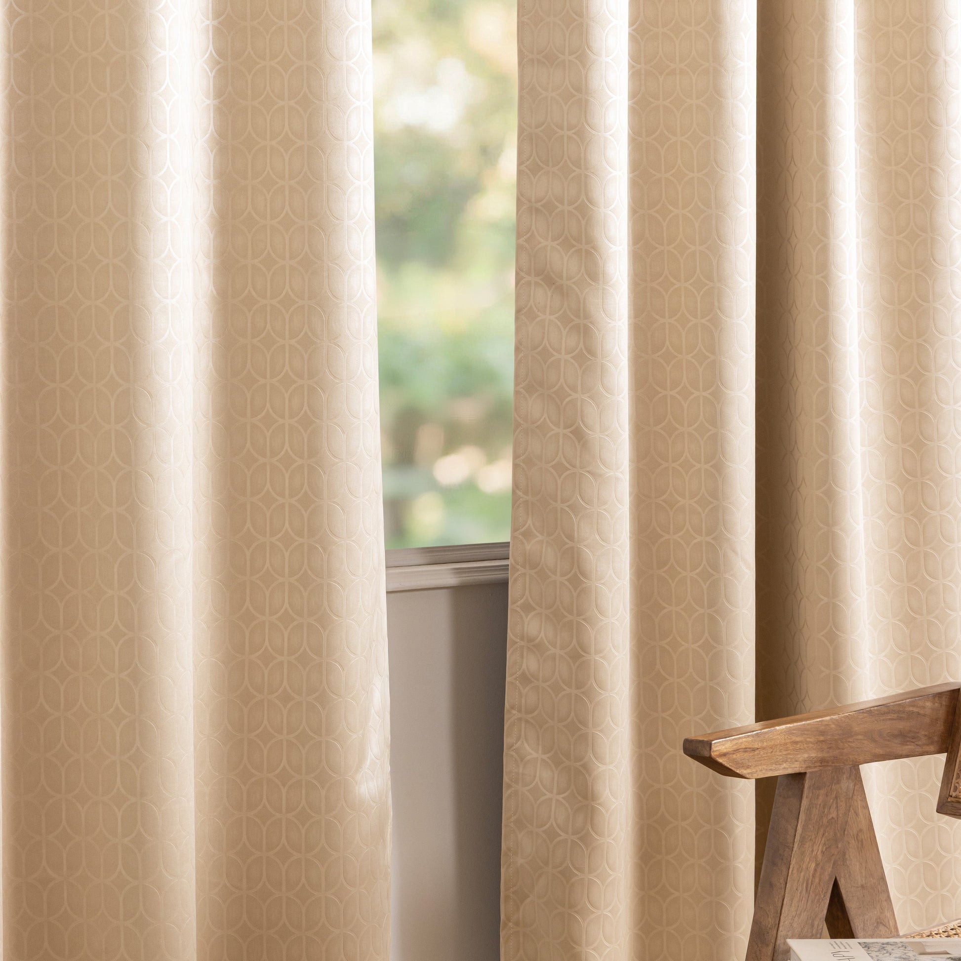 Beige Rod Pocket Solid Curtain-5
