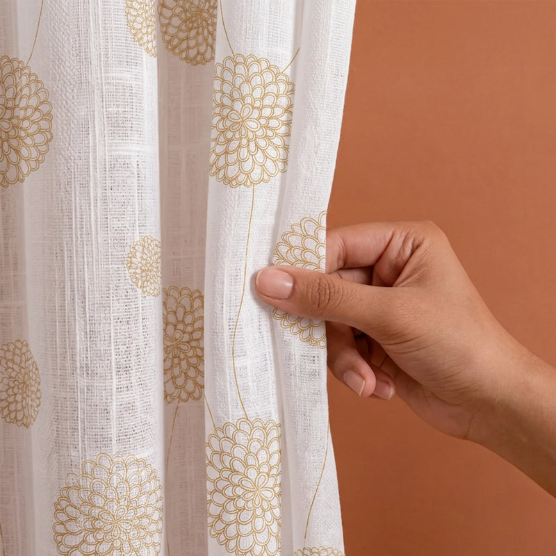Imprimer Gold Dandelions - Rod Pocket Printed Sheer Curtain-4