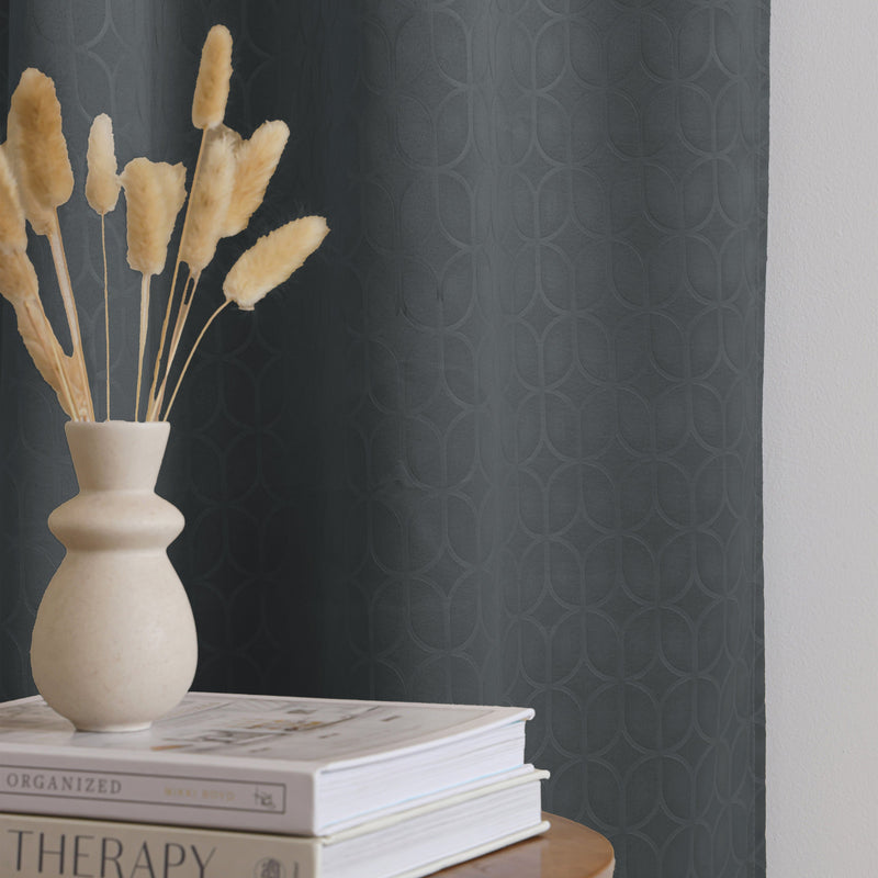 Grey Rod Pocket Solid Curtain-5