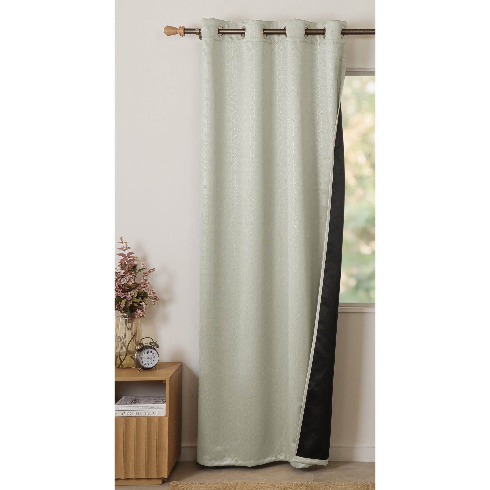 Off White Solid Eyelet Curtain-6