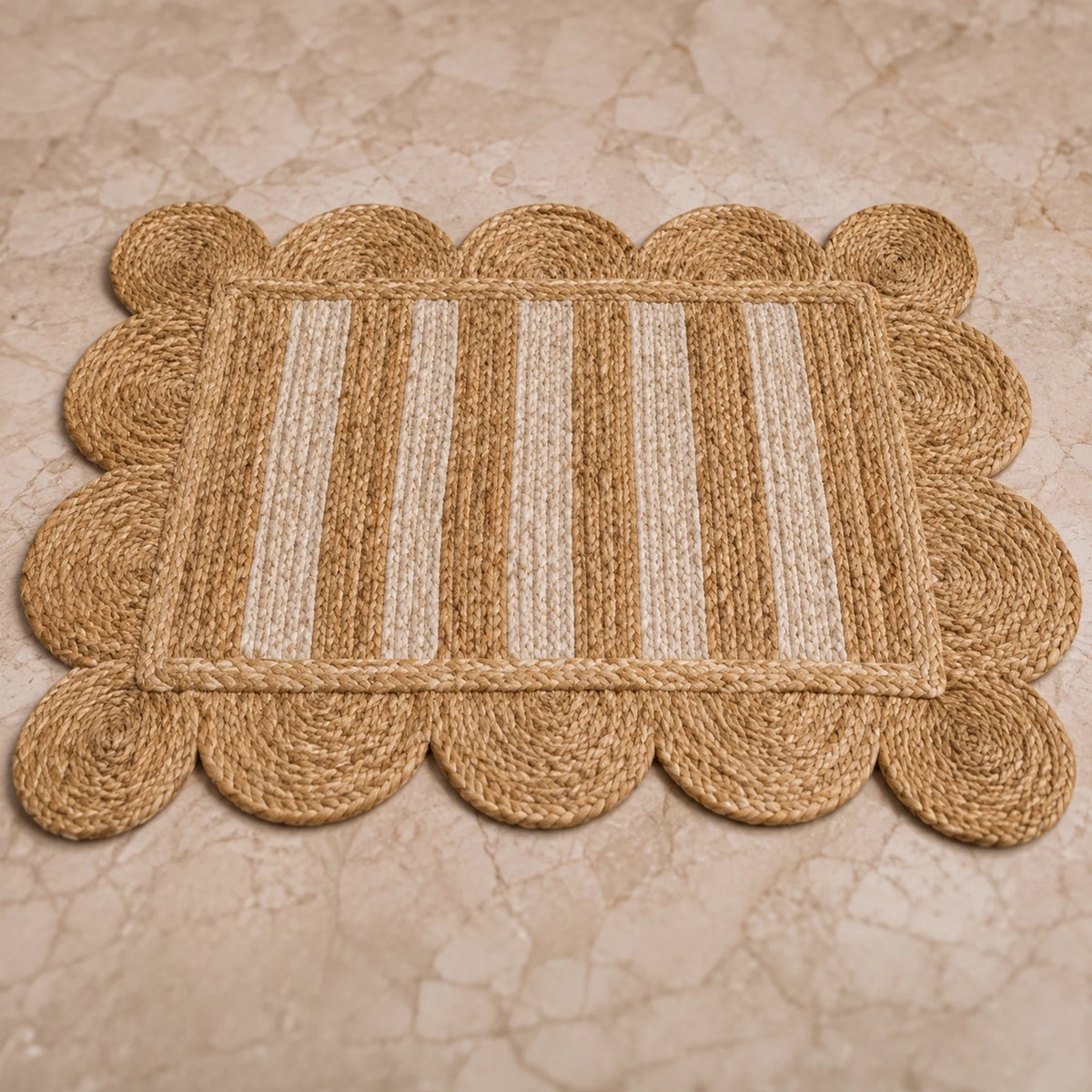 Scalloped Stripe Jute Area Rug - Rectangular-6