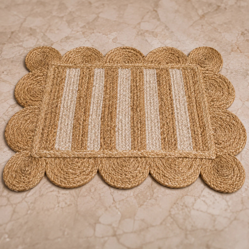 Scalloped Stripe Jute Area Rug - Rectangular-6