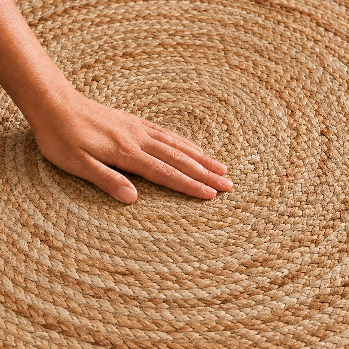 Solid Braided Jute Area Rug - Round-17