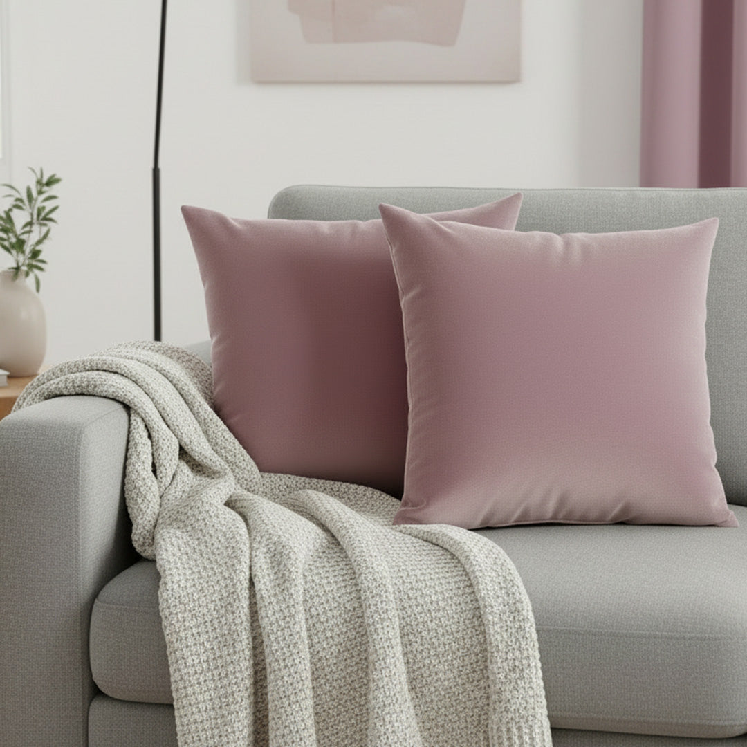 Fort Royal - Velvet Solid Dye Cushion Cover (Lavender)-2