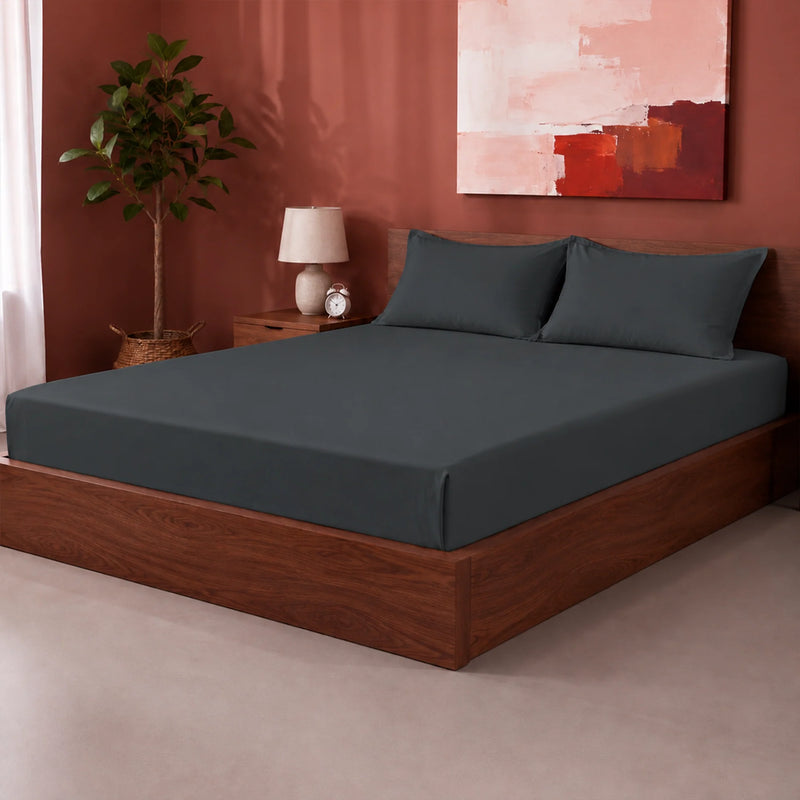 Fort Sublime - Solid Fitted Bedsheet (Dark Grey)-6