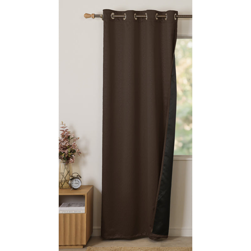 Brown Solid Eyelet Curtain-3