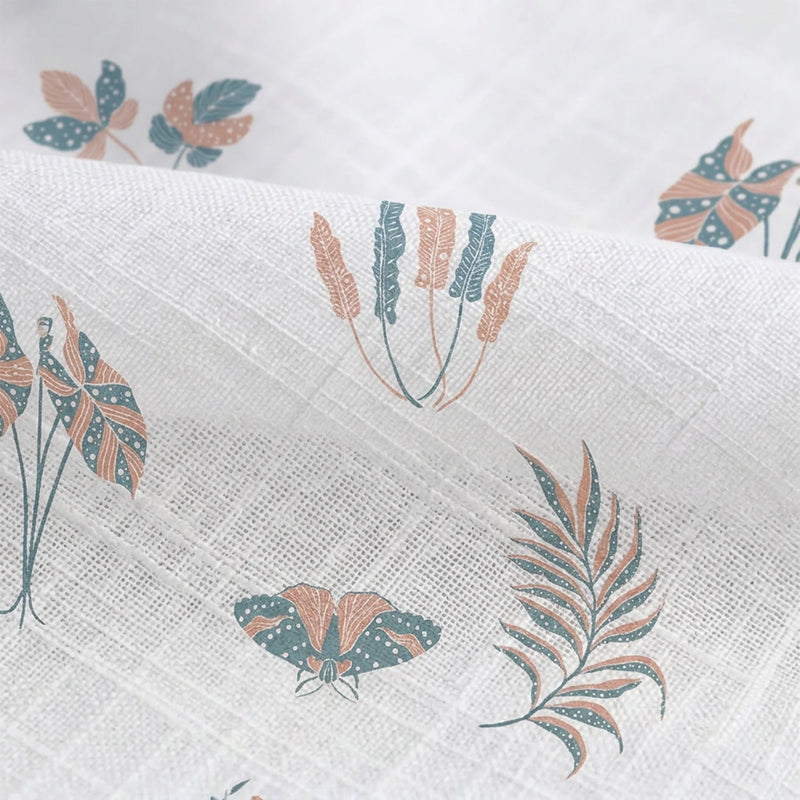 White Lunaria Garden Rod Pocket Printed Sheer Curtain-6