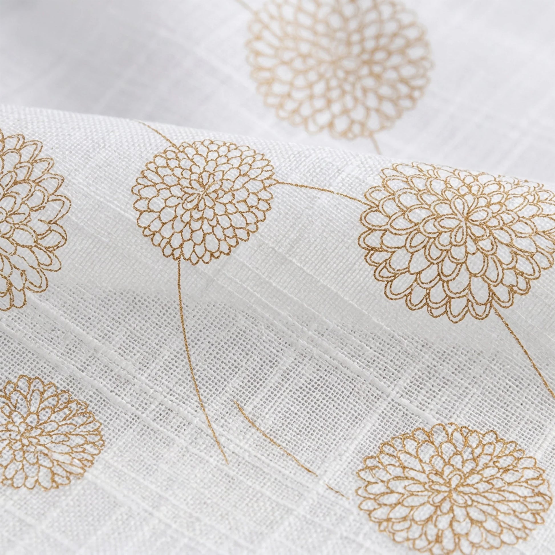 Imprimer Gold Dandelions - Eyelet Printed Sheer Curtain-6