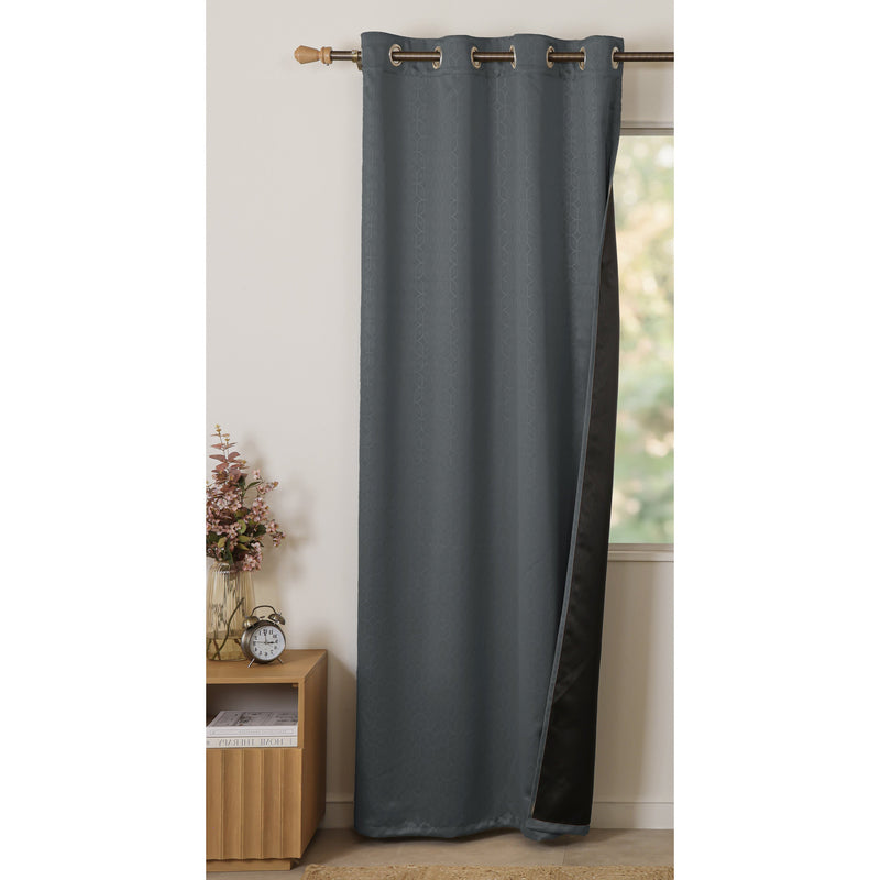Grey Solid Eyelet Curtain-6