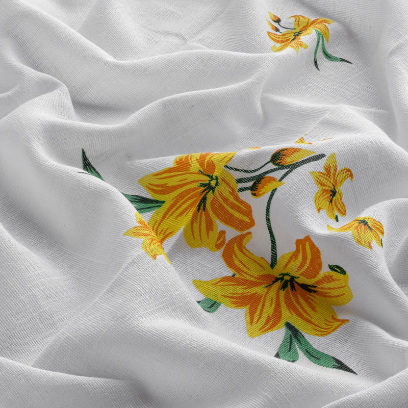 Imprimer Gleamflora - Flower Printed Rod Pocket Sheer Curtain (Yellow)-6