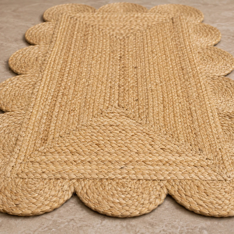 Natural Scalloped Jute Area Rug - Rectangular-6