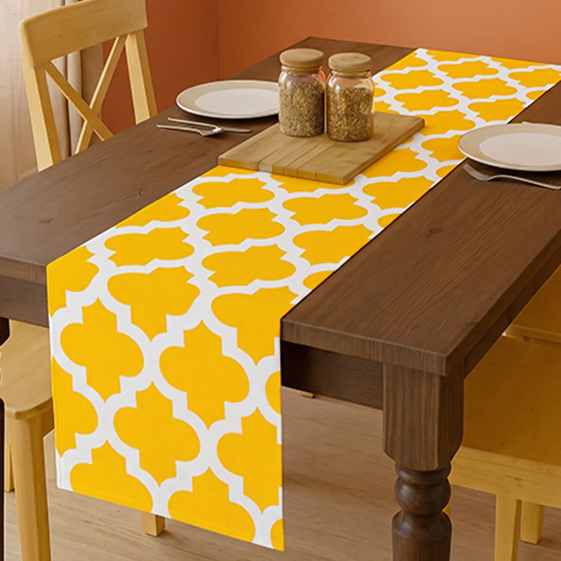 Imprimer Quatrefoil - Printed Dining Table Runner (Yellow)-6