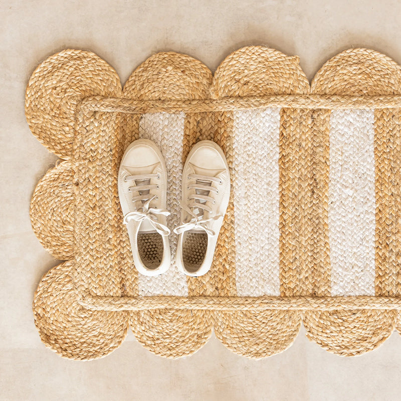 Scalloped Stripe Jute Area Rug - Rectangular-38