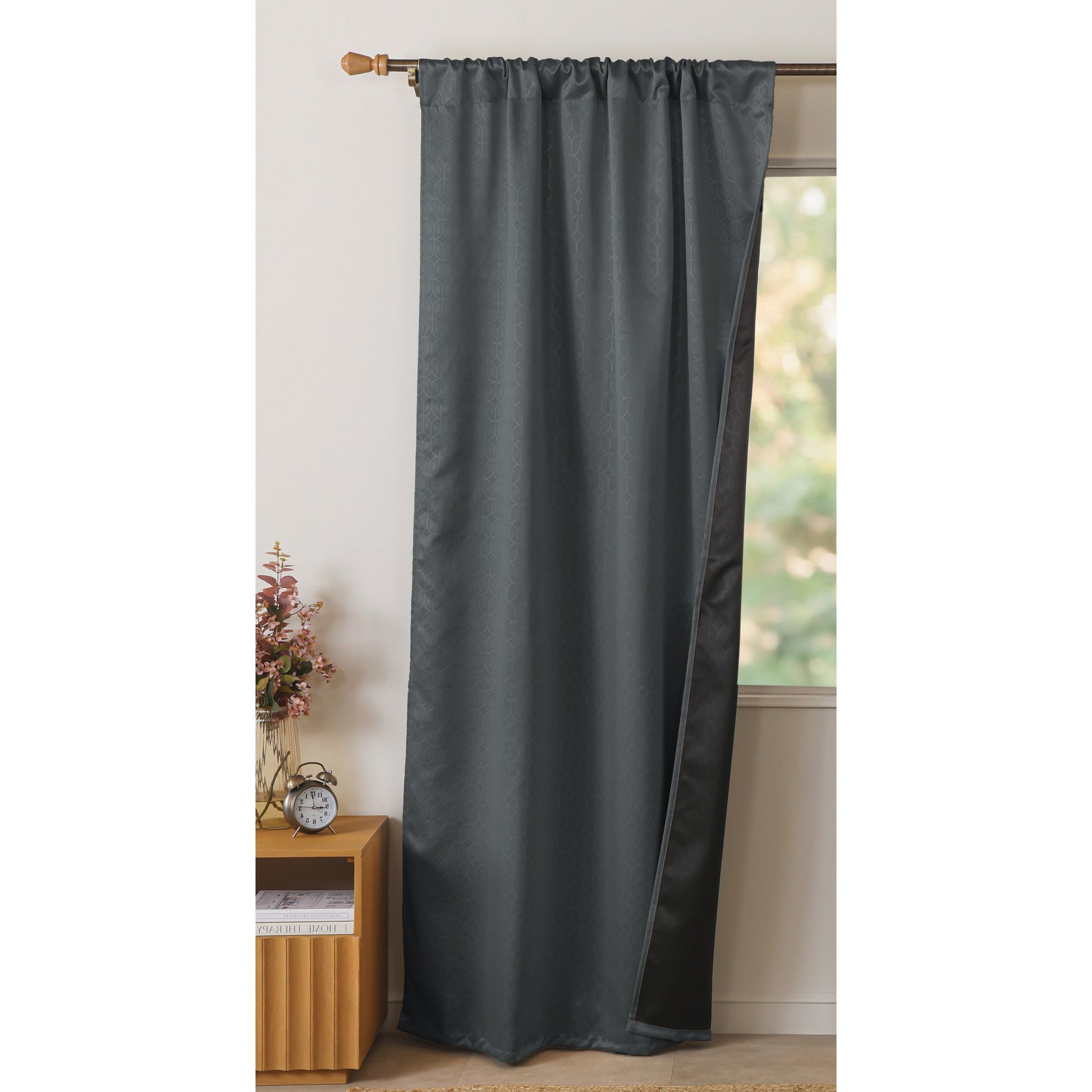 Grey Rod Pocket Solid Curtain-6