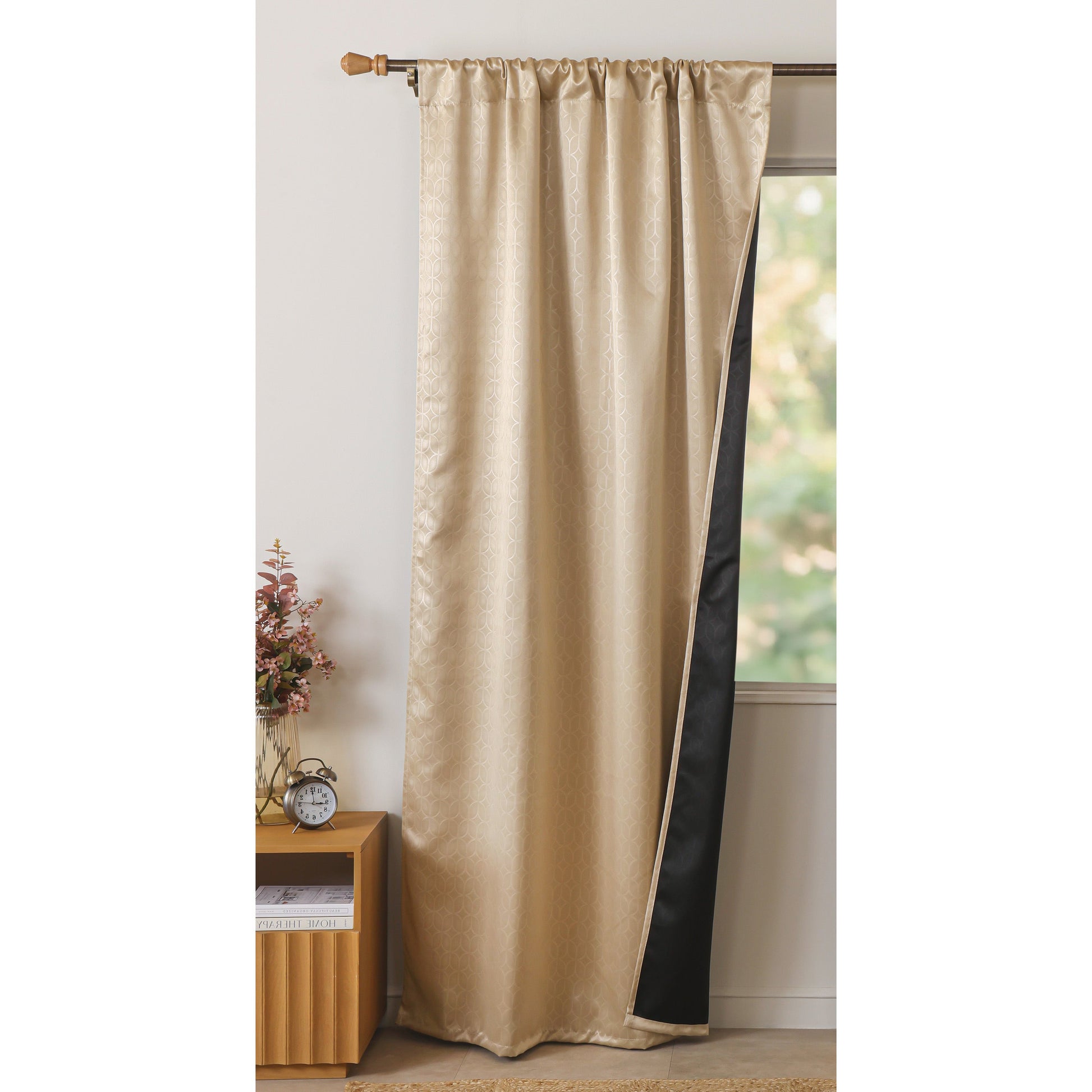 Beige Rod Pocket Solid Curtain-6