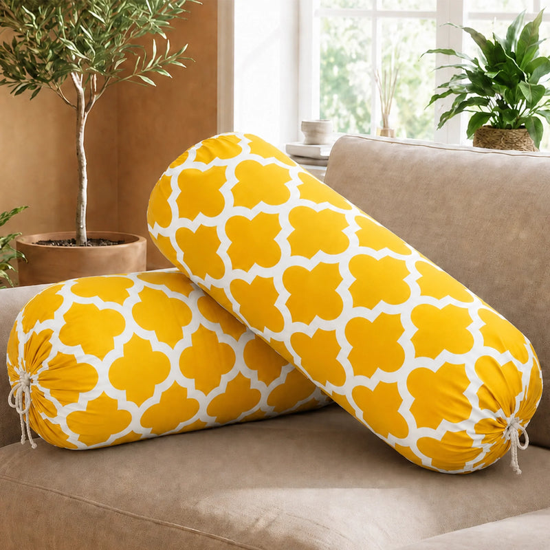 Premium Quatrefoil Duck Curtain & Bolster Cover Combo Set-3