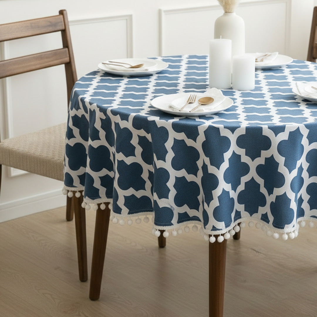Cotton Quatrefoil Printed Dining Table Cover-10
