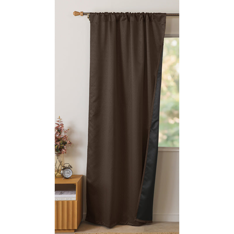 Brown Rod Pocket Solid Curtain-6