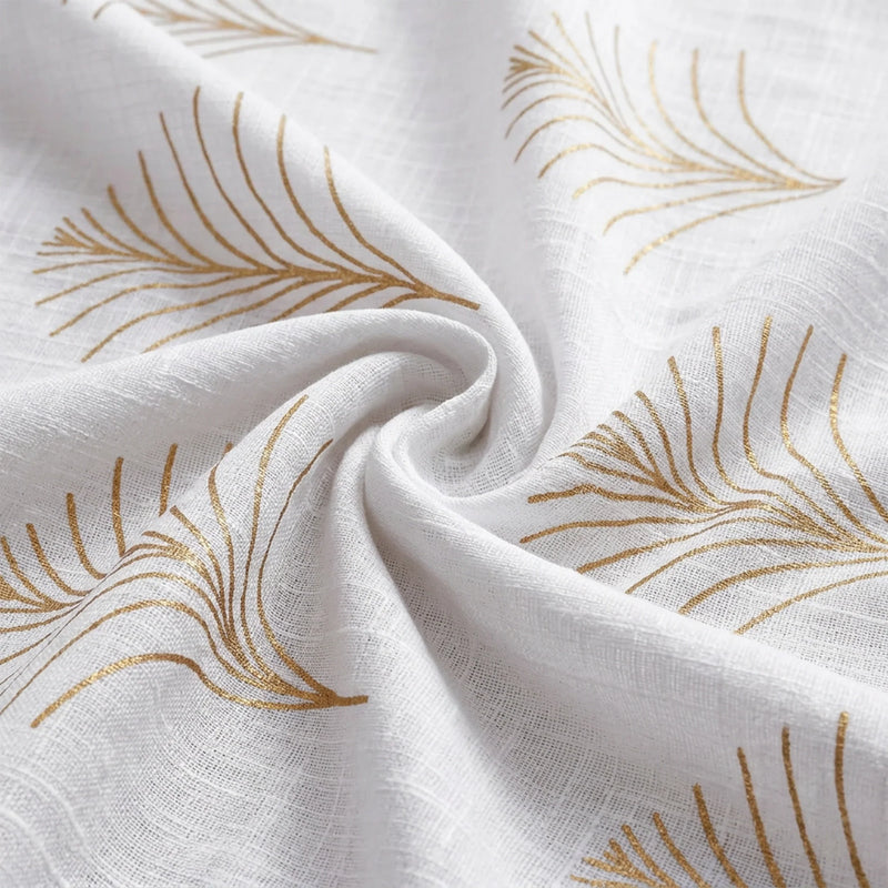 Imprimer Palmetto Plume - Gold Tree Printed Rod Pocket Sheer Curtain-6