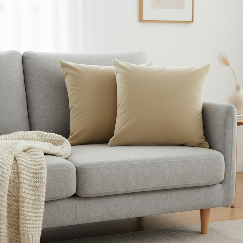 Fort Royal - Velvet Solid Dye Cushion Cover (Beige)-3