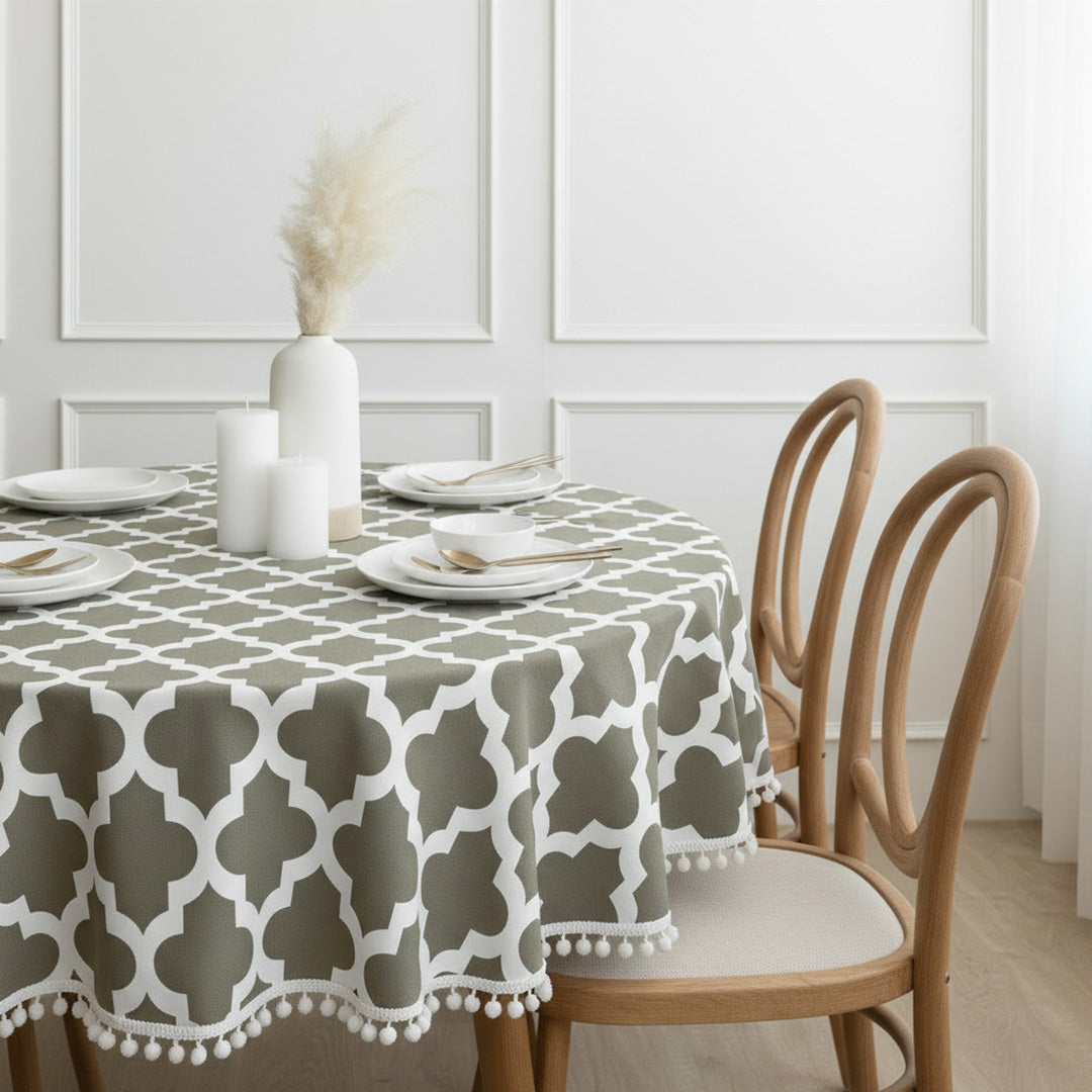 Cotton Quatrefoil Printed Dining Table Cover-13