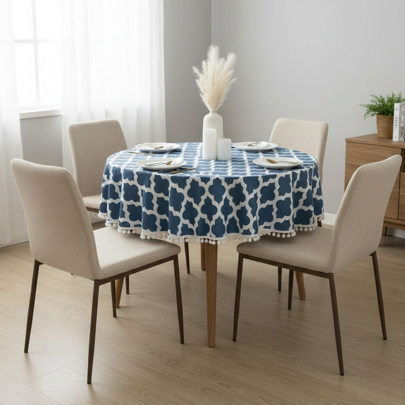 Cotton Quatrefoil Printed Dining Table Cover-7