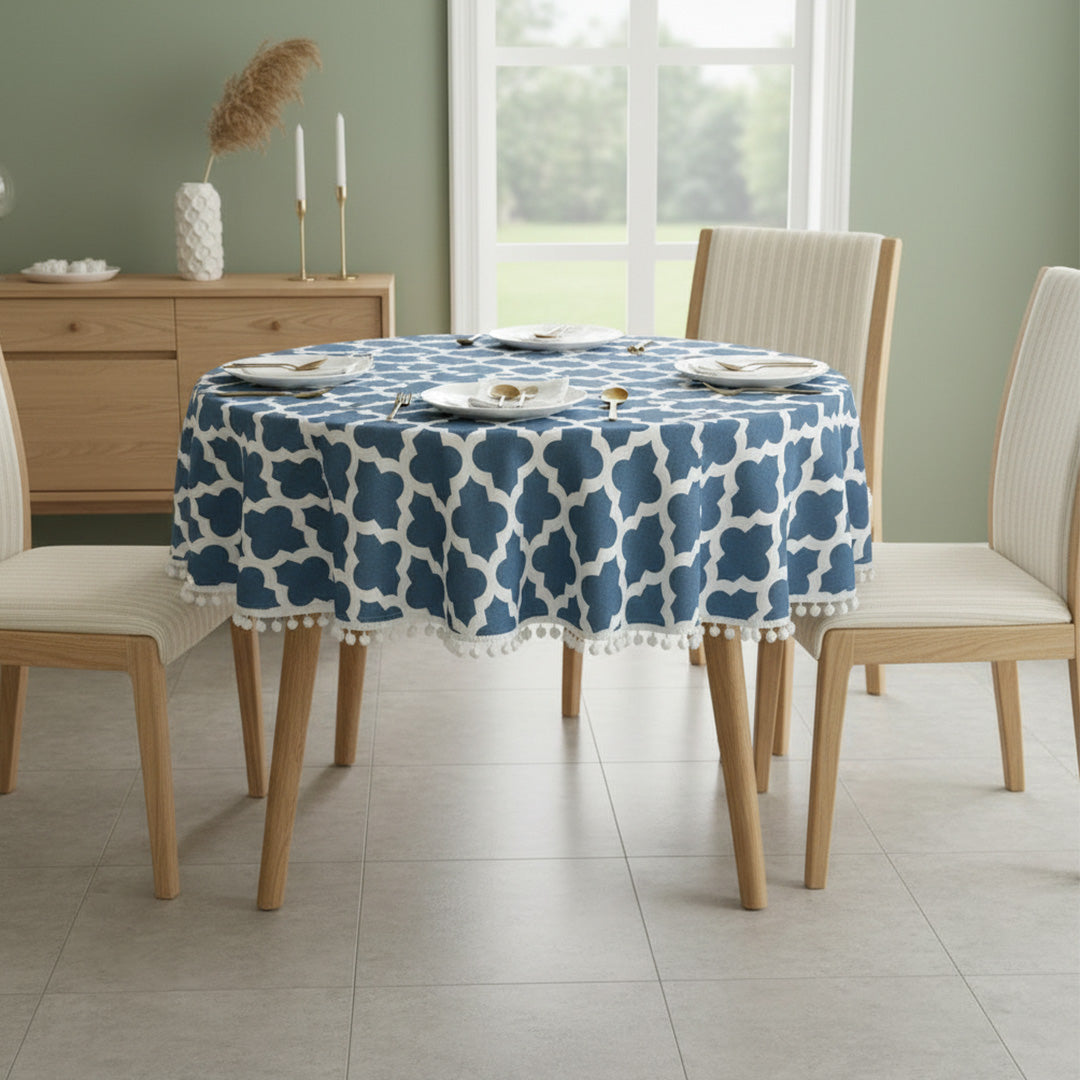 Cotton Quatrefoil Printed Dining Table Cover-6