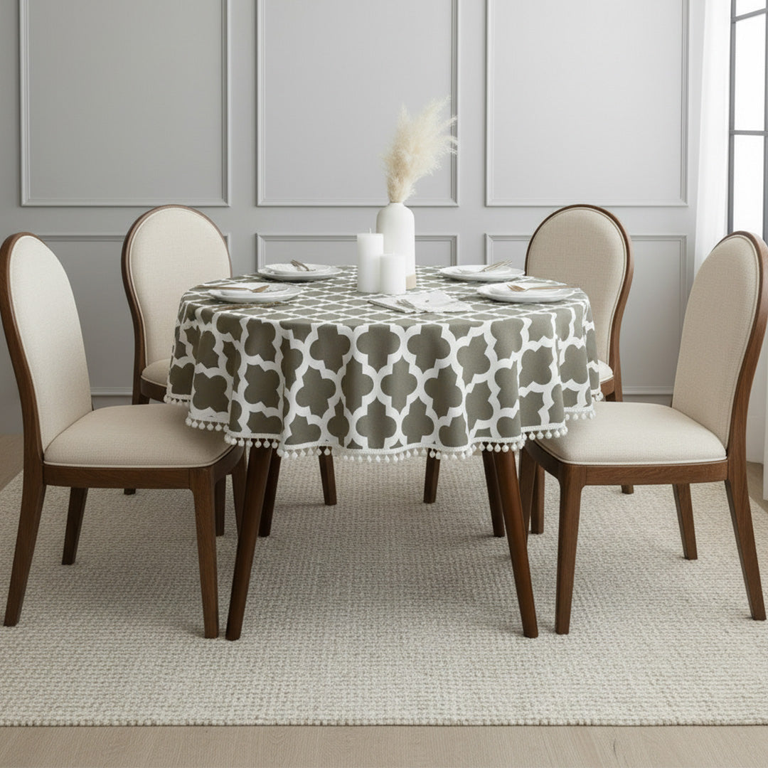 Cotton Quatrefoil Printed Dining Table Cover-14