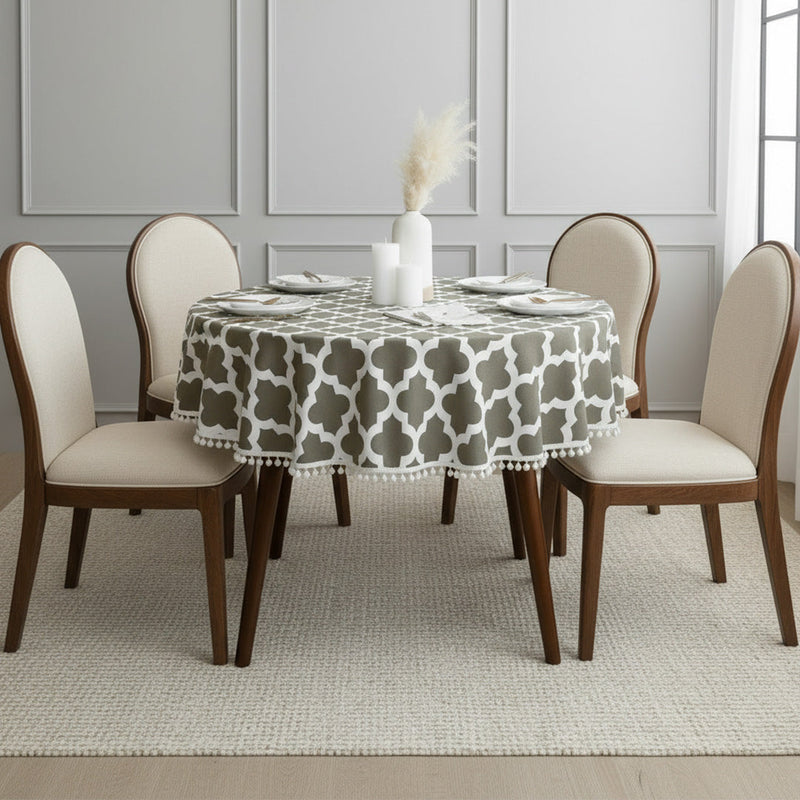 Cotton Quatrefoil Printed Dining Table Cover-14