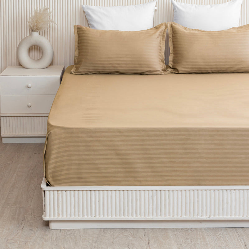 Breton Nap - Satin Stripe Bedsheet (Taupe)-2