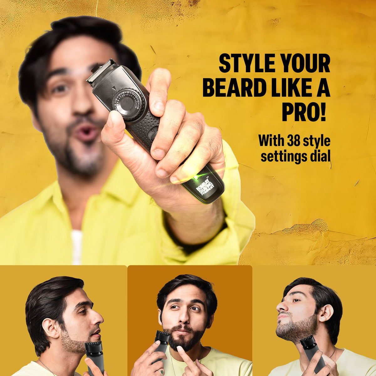 Bombay Shaving Company Power Styler Edge Beard Trimmer Trimmer 120 min Runtime 38 Length Settings (Black)