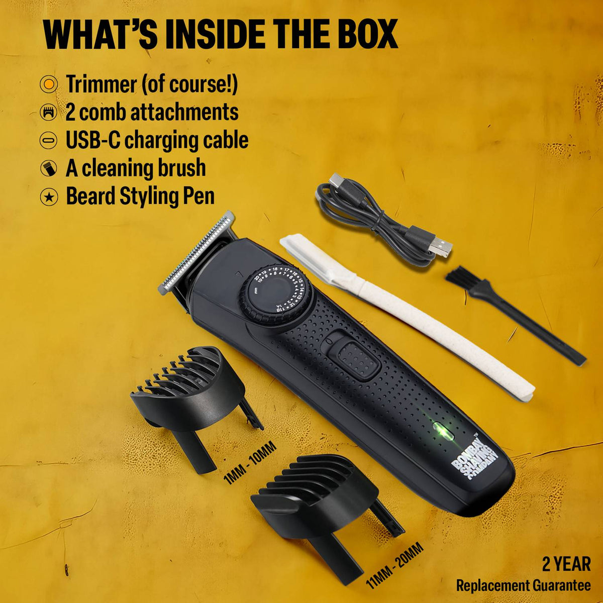Bombay Shaving Company Power Styler Edge Beard Trimmer Trimmer 120 min Runtime 38 Length Settings (Black)