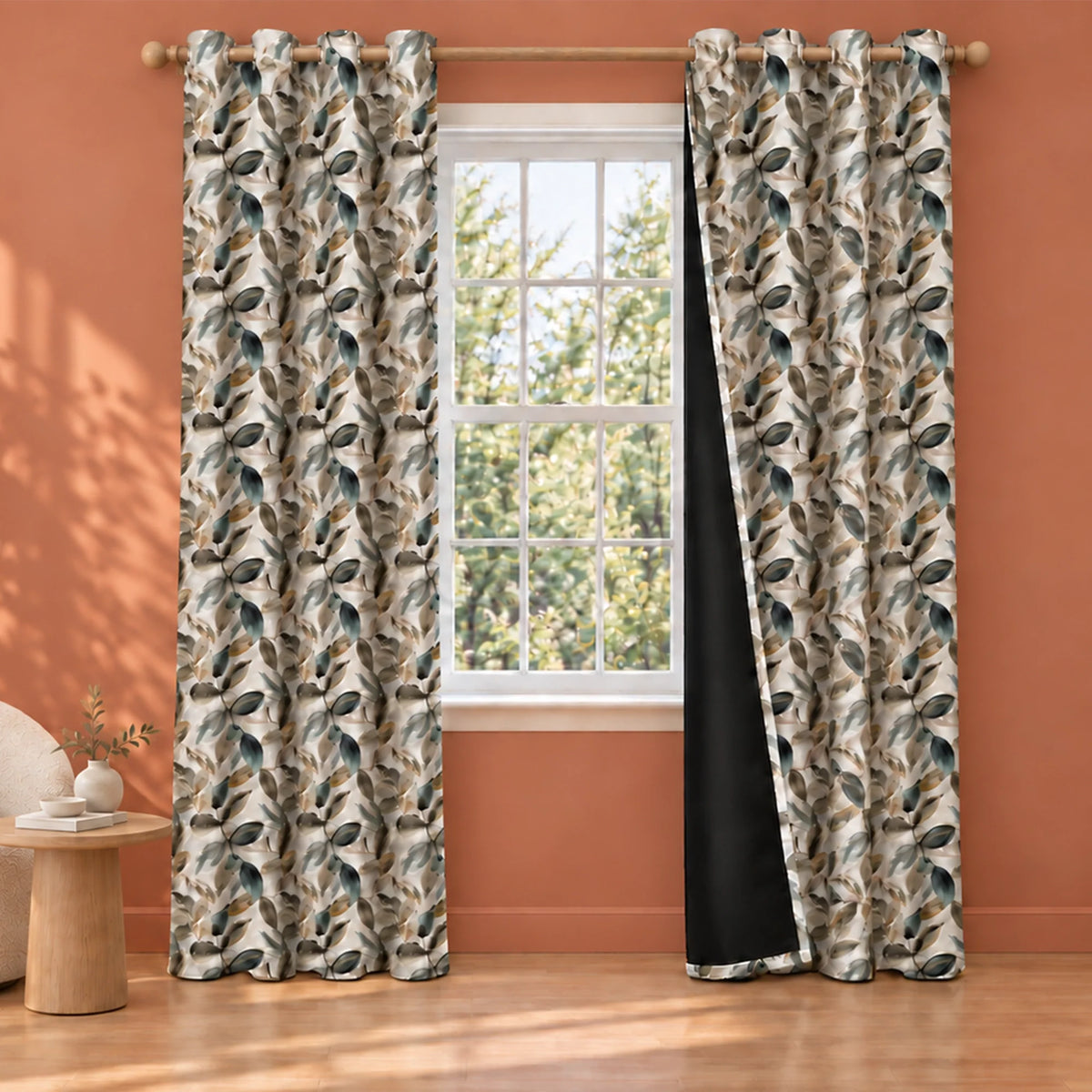 Imprimer Abstract - Digital Printed Blackout Curtain (Leaf Heaven)-1