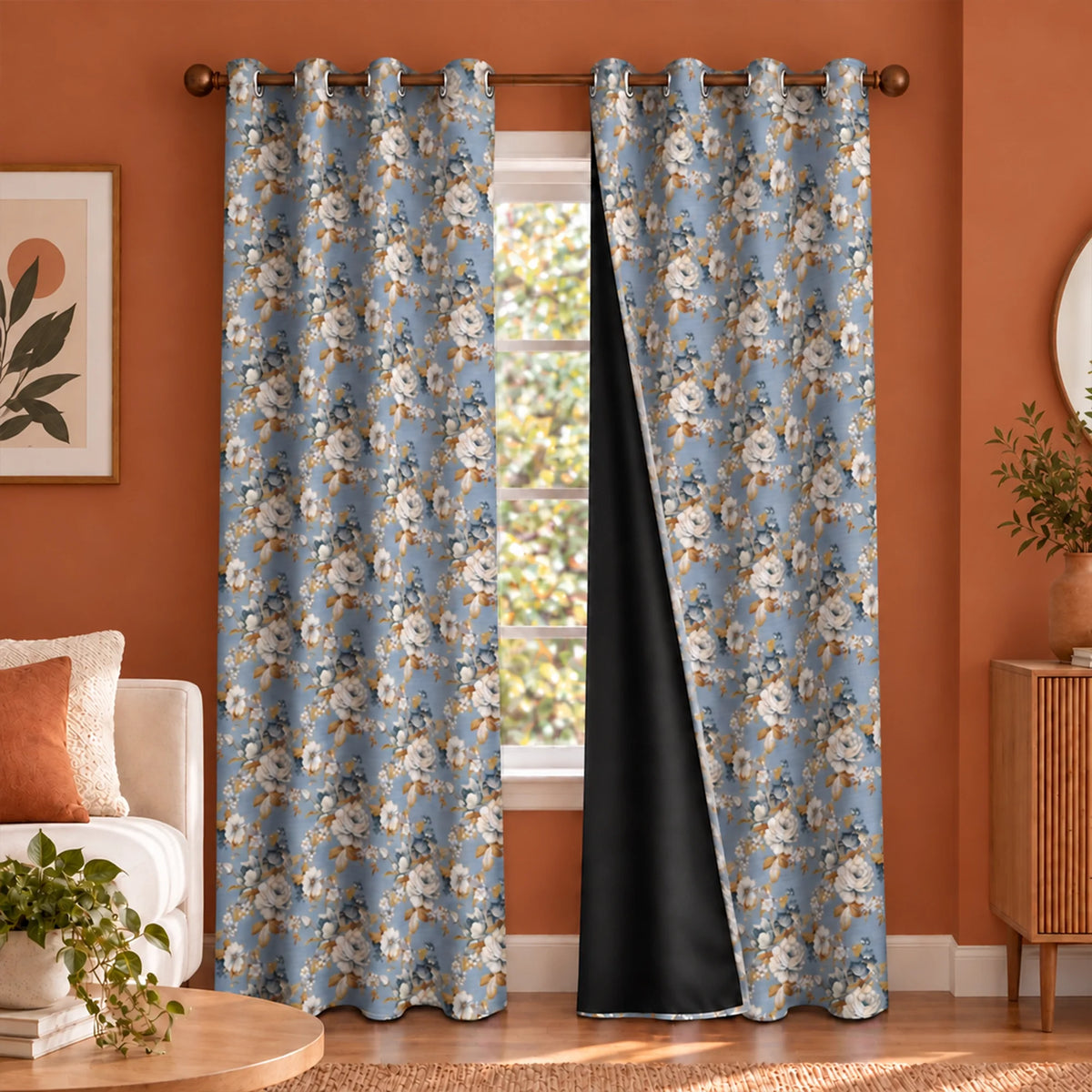 Imprimer Abstract - Digital Printed Blackout Curtain (Delicate Bloom)-1