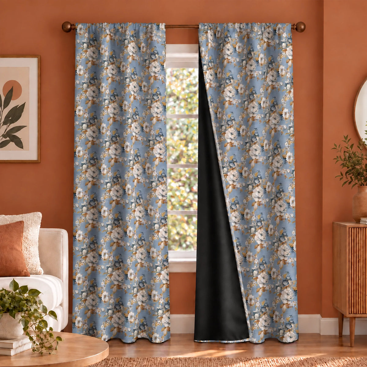 Imprimer Abstract - Digital Printed Blackout Curtain (Delicate Bloom)-1