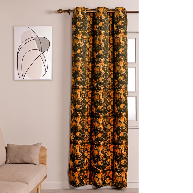 Imprimer Abstract - Digital Printed Blackout Curtain (Black & Mustard)-5