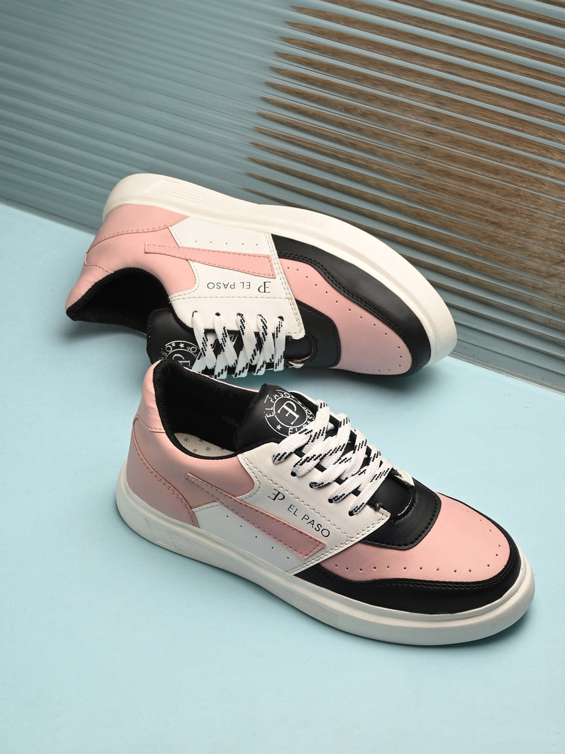 EL PASO Faux Leather Casual Lace Up Sneakers For Women-19